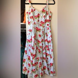 Bernie Dexter pink roses blue dress